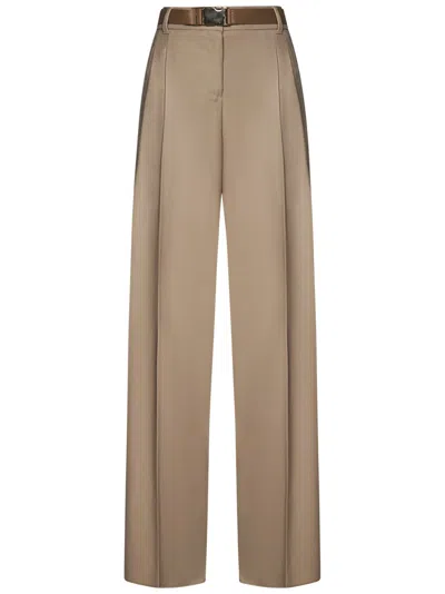 Max Mara Beige Trousers With Double Pleat In Brown