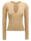 Max Mara Ribbed V-neck Sweater In Yellow