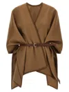 Max Mara Mxacolomba Cape Belted Waist Asymmetric Hem In Brown