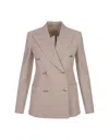 Max Mara Clay-coloured Double-breasted Jacket In Cotton In Paglia