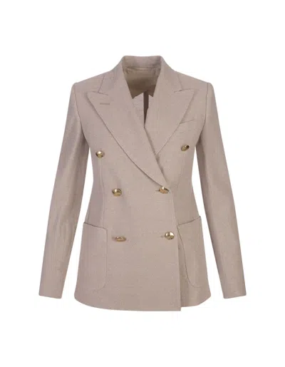 Max Mara Vanadio Double-breasted Jersey Blazer In White