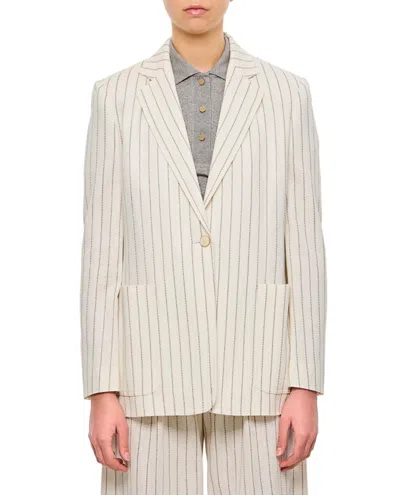 Max Mara Beige Vertical Striped Tailored Jacket In Neutral