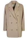 Max Mara Coat Double-breasted Notched Lapels In Brown