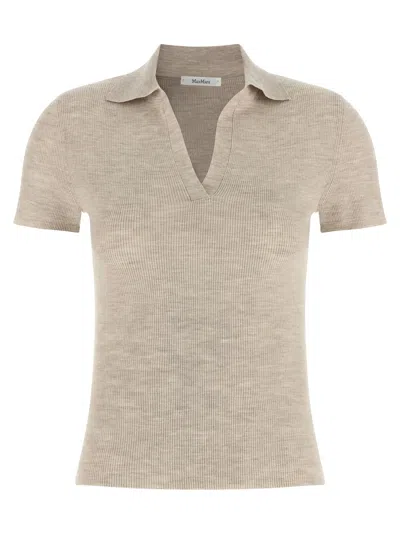 Max Mara Beige Virgin Wool Polo Women's Shirt