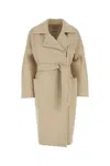 Max Mara Elegant Wool Jacket With Coordinated Belt In Beige