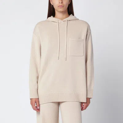 Max Mara Beige Wool And Cashmere Knit Hoodie In Sand