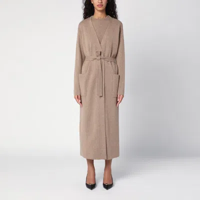 MAX MARA BEIGE WOOL AND CASHMERE LONG CARDIGAN