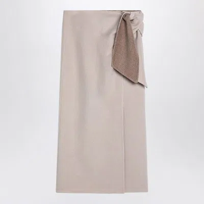 MAX MARA MAX MARA  BEIGE WOOL AND CASHMERE MIDI SKIRT