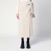 Max Mara Beige Wool And Cashmere Midi Skirt In White