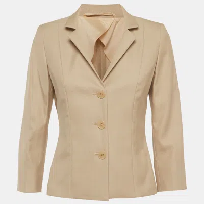 Pre-owned Max Mara Beige Wool Blend Regular Fit Blazer S In Sand