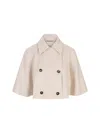 Max Mara Beige Wool Cape Coat In Neutral