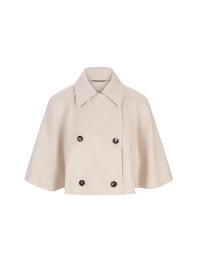 MAX MARA BEIGE WOOL CAPE COAT