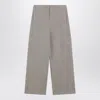 Max Mara Beige Wool-cotton Blend Trousers In Gray