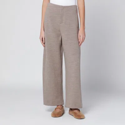 Max Mara Beige Wool-cotton Blend Trousers In Brown