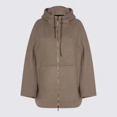 Max Mara Beige Cashmere Gradi Coat In Gray