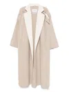 Max Mara Wool Blend Coat Lapel Contrasting In Beige