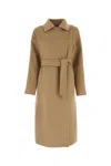 Max Mara Nina Camel Coat With Belt In Brown