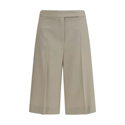 Max Mara Beige Wool Oves Aries Bermuda Shorts In Gray