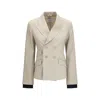 Max Mara Double-breasted Virgin Wool Blazer In Neutral