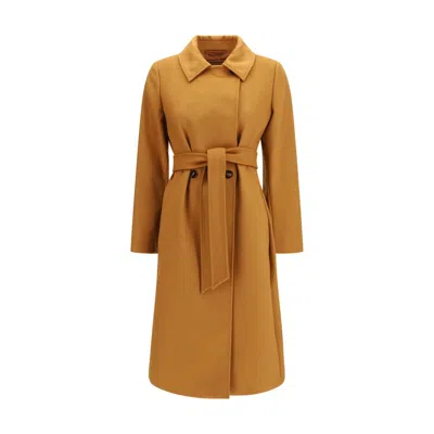 Max Mara Beige Wool Oves Aries Coat In Brown