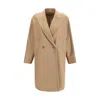 Max Mara Studio Double-breasted Wool Drap Coat In Neutral