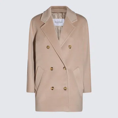 Max Mara Beige Wool Rebus Coat In Brown