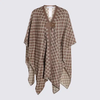 Max Mara Beige Wool Scarves In Brown