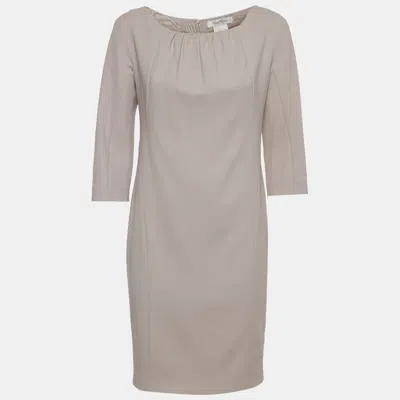 Pre-owned Max Mara Beige Wool Shift Mini Dress S In Sand