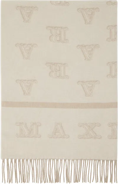Max Mara Beige Wsklause Scarf In 091 Ivory