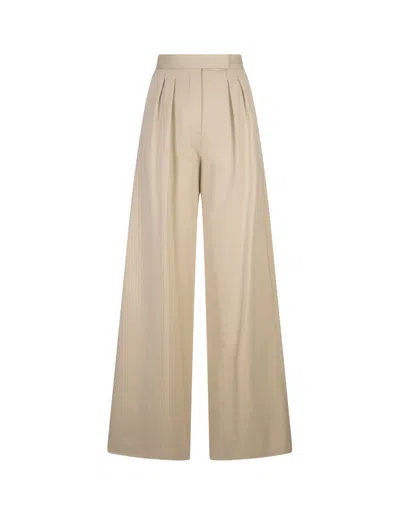 Max Mara Wide-leg Pant In Cotton Blend With Lurex In Beige