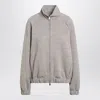 Max Mara Beige Zip-up Sweatshirt In Wool Blend In Gray