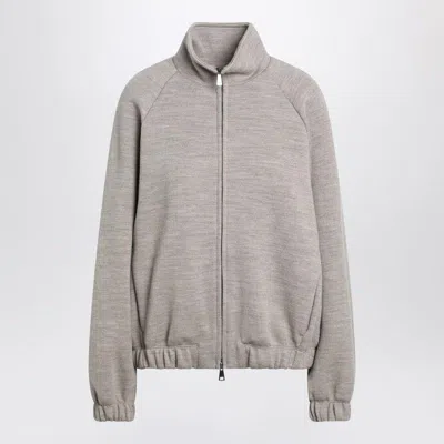 MAX MARA MAX MARA  BEIGE ZIP-UP SWEATSHIRT IN WOOL BLEND