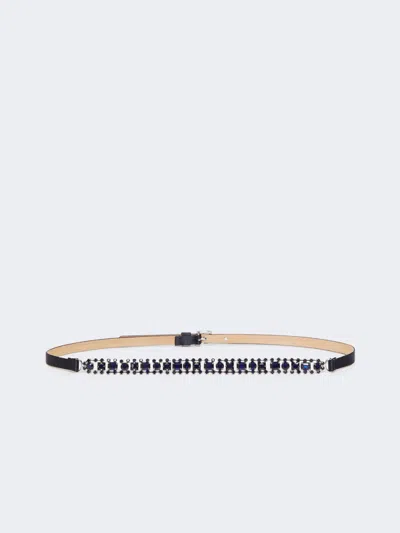 Max Mara Bejewelled Satin Belt In Blue