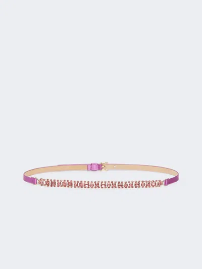 Max Mara Bejewelled Satin Belt In Pink