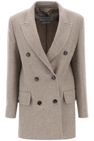 Max Mara Belinda Double-breasted Wool And Cashmere-blend Blazer In Cream