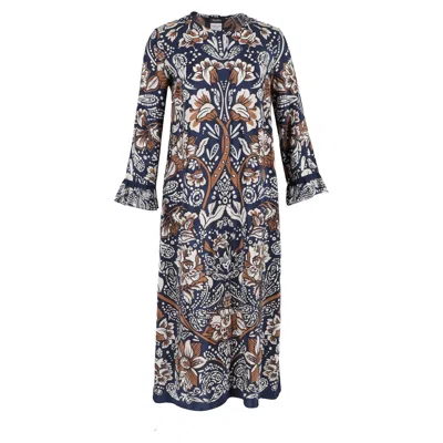 Max Mara Bella Midi Dress In Multicolor Silk In Blue