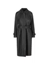 Max Mara Leather Trench Coat In Black