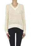 Max Mara Bellico Cut-out Knit Pullover In Metallic
