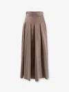 Max Mara Bellico Virgin Wool Long Skirt In Brown