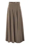 Max Mara High-waisted Pleated Wool Blend Skirt In Brown
