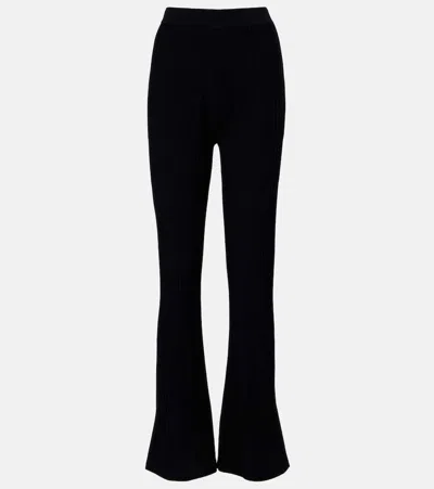 Max Mara Bello Ribbed-knit Flared Pants In Black
