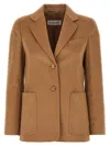 Max Mara Camel Drap Blazer Jackets Beige In Animal Print