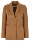 Max Mara Belluno Blazer Notch Lapel Front Pockets In Neutral