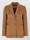 Max Mara Belluno Blazer Notch Lapel Front Pockets In Brown