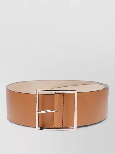 Max Mara Belt Adjustable Length Smooth Finish Square Buckle In Brown