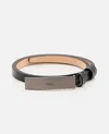 Max Mara Adjustable Leather Belt With Logo Buckle In Black