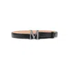 Max Mara Adjustable Smooth Finish Belt With Metallic Buckle In Black