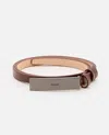 Max Mara Adjustable Brown Leather Belt With Logo Buckle In Brown