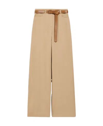 Max Mara Belt Casual Pants In Nude