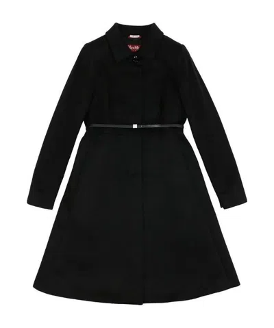 Max Mara Belt Coat In Black